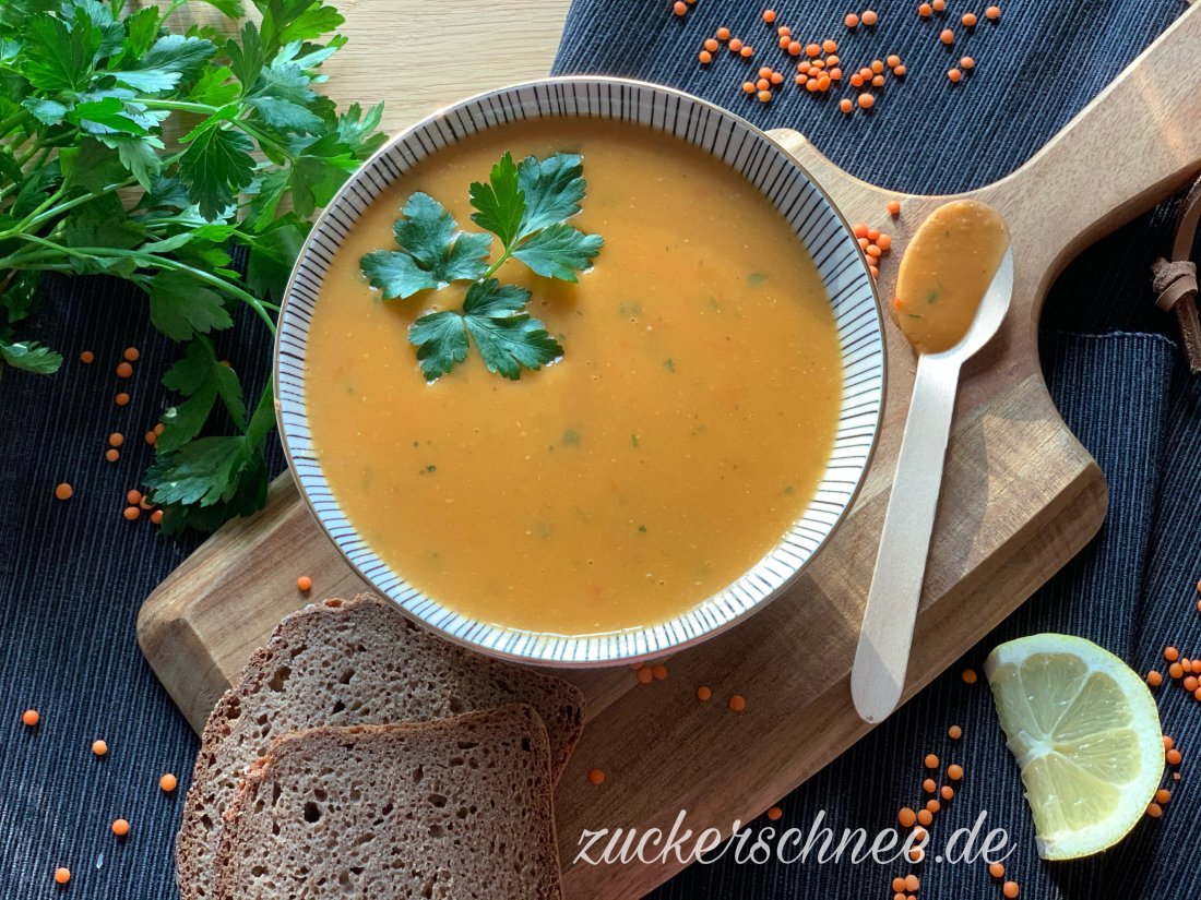 Rote Linsen-Suppe ohne Kokosmilch