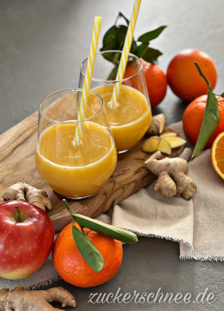 Ingwer-Orangen-Shot (Rezept) • einfach selber machen • Zuckerschnee.de