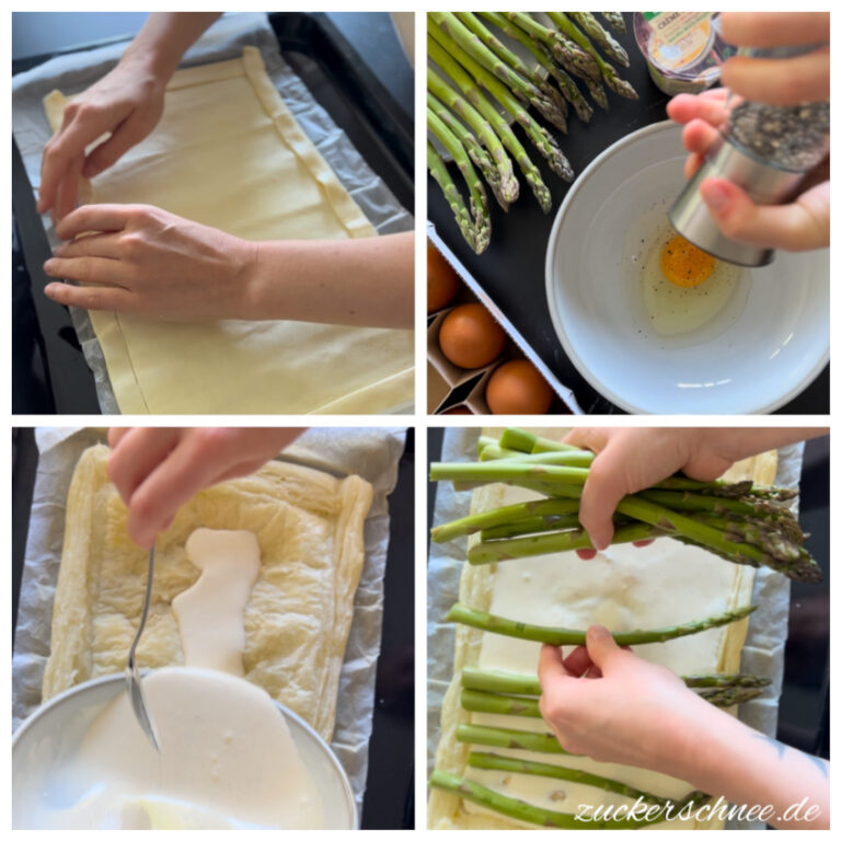 einfache Zubereitung Spargel Tarte mit Blätterteig